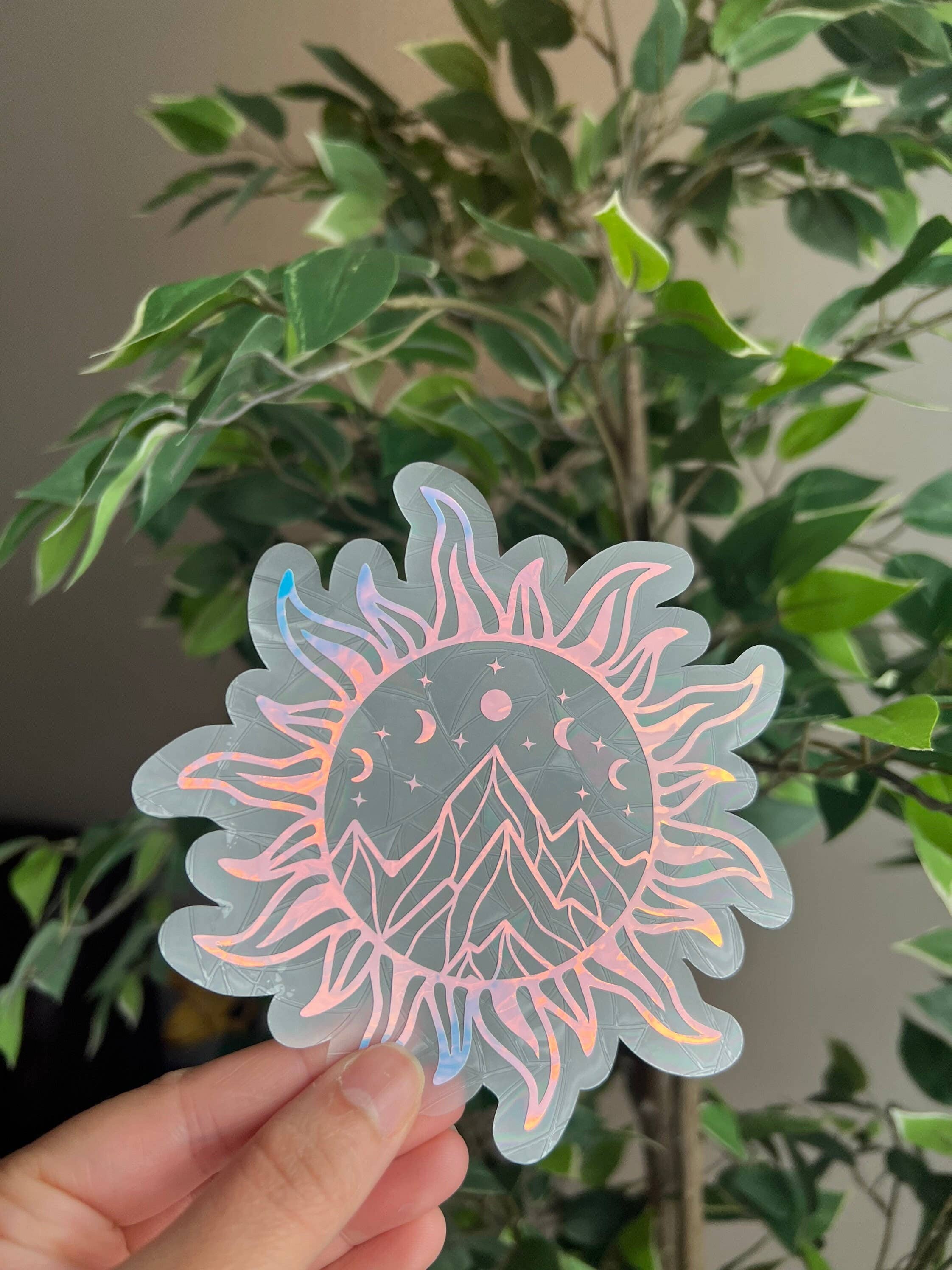 Thirty Three Prints - Wholesale Suncatcher - Sun And Moon Suncatcher Sticker, Window Decal, Window Sticker, Window Film, Rainbow Maker, Celestial Sticker, Magical Sticker, Prism2