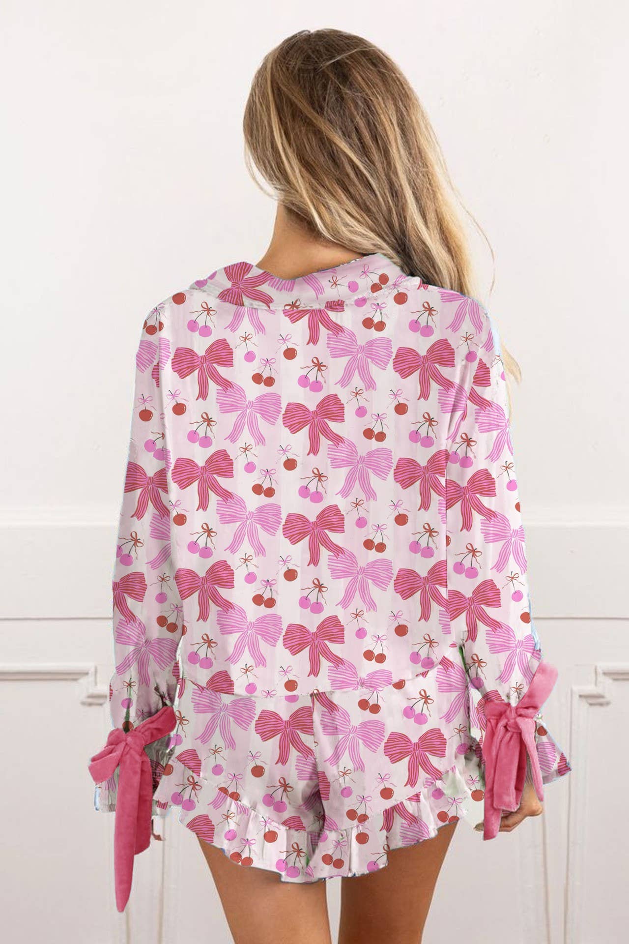 Rosa Clothing - Wholesale Lounge Set - Women's - Prism Pink Valentine's Day red Heart rose bow Pajamas set8