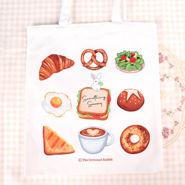 Sweet and Savory Rabbit Canvas Tote Bag for wholesale by The Crowned Rabbit