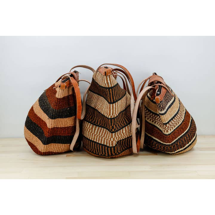 Gitzell FairTrade – Sacola - Mulher por atacado – Bolsa tradicional africana de sisal com alças de couro10