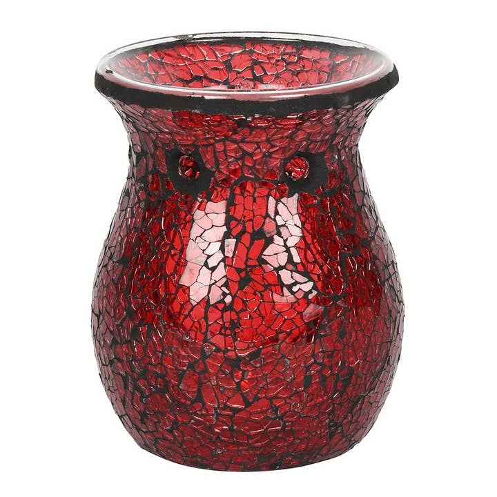 Something Different Wholesale - Wholesale Oil Warmer - Large Red Crackle Glass Oil Burner and Wax Warmer