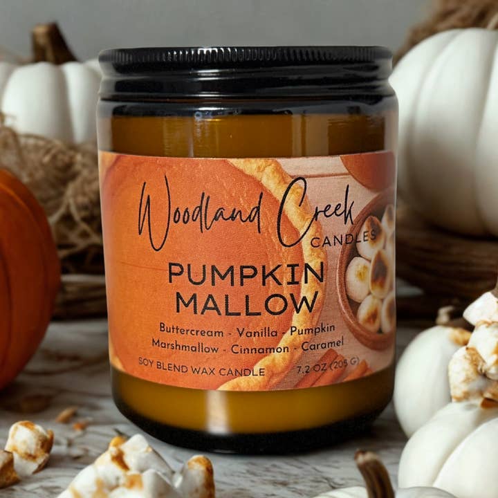 Pumpkin Mallow Soy Blend Wax Candle for wholesale by Woodland Creek Candles