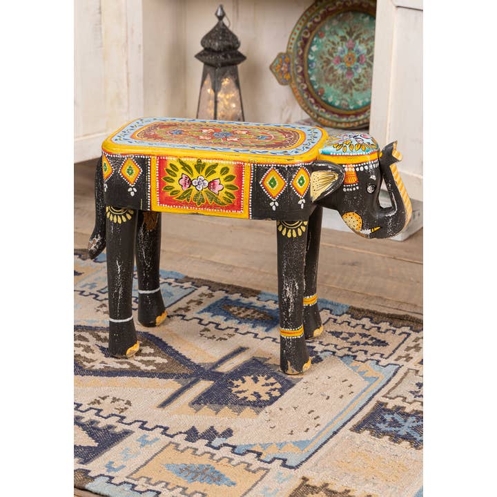 Namaste - Wholesale Side Table - Vintage Hand Painted Elephant Side Table2