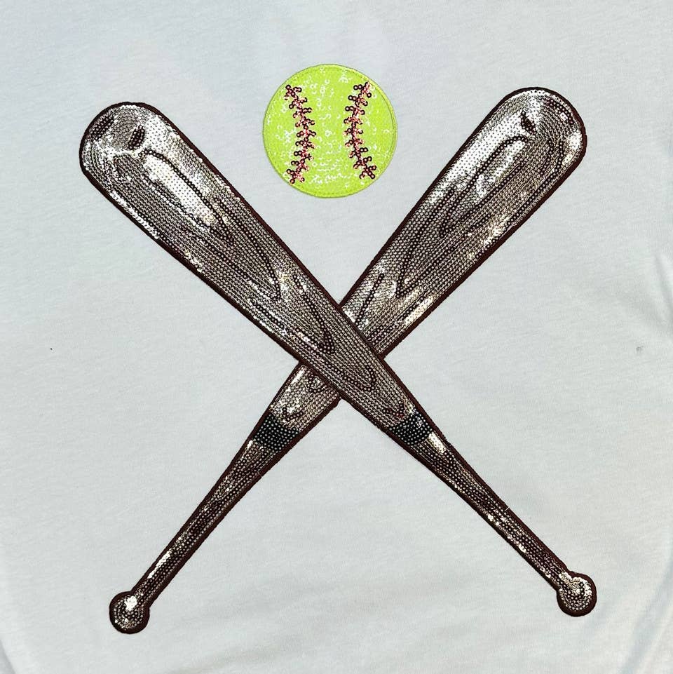 Trendy Transfers - Wholesale Patch - Sequin Bats and Sequin Softball OR Baseball Patch SET0