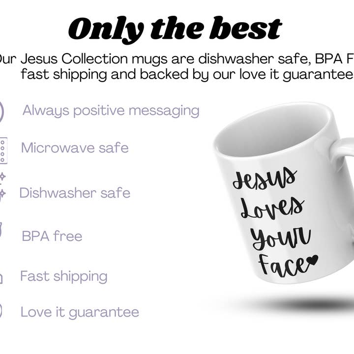 LOVE TIFFANY – Großhandel Kaffeebecher – „Jesus Loves Lefties“ Tasse aus weißer, glänzender Keramik, 15 Unzen (Tasse für Linkshänder) | Jesus-Kollektion von Love Tiffany5