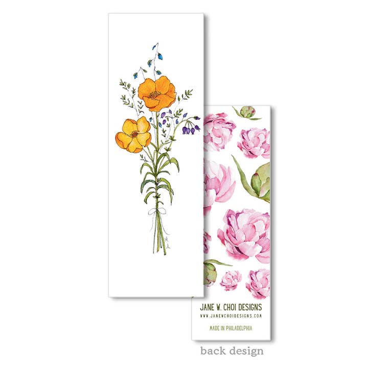 Tangerine Wildflower Bookmark for wholesale by Jane W. Choi Designs