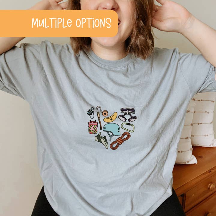 Rock Climbing Gear Heart Comfort Colors Tee for wholesale by The Holler Hippie