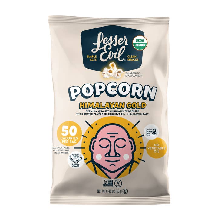 LesserEvil - Wholesale Popcorn - Organic Popcorn, Himalayan Gold .46oz - 96 pack