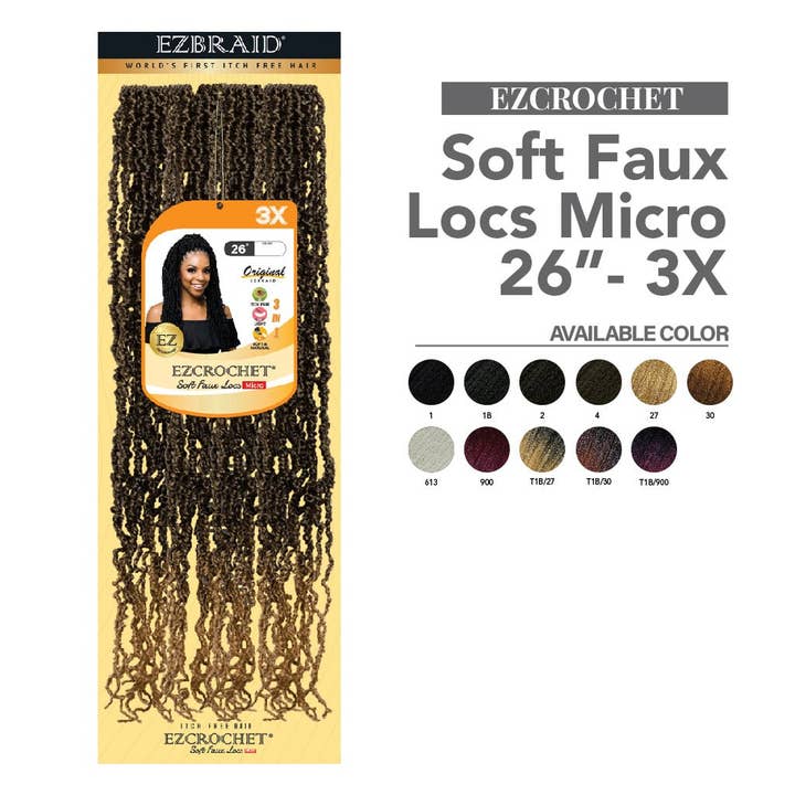 EZCROCHET Soft Faux Locs Micro 26"-3X for wholesale by EZBRAID UK