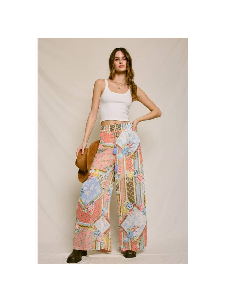 BEL AIR ROSE Sunset Symphony Wide Leg Pull On Pants (1) for wholesale on Faire5