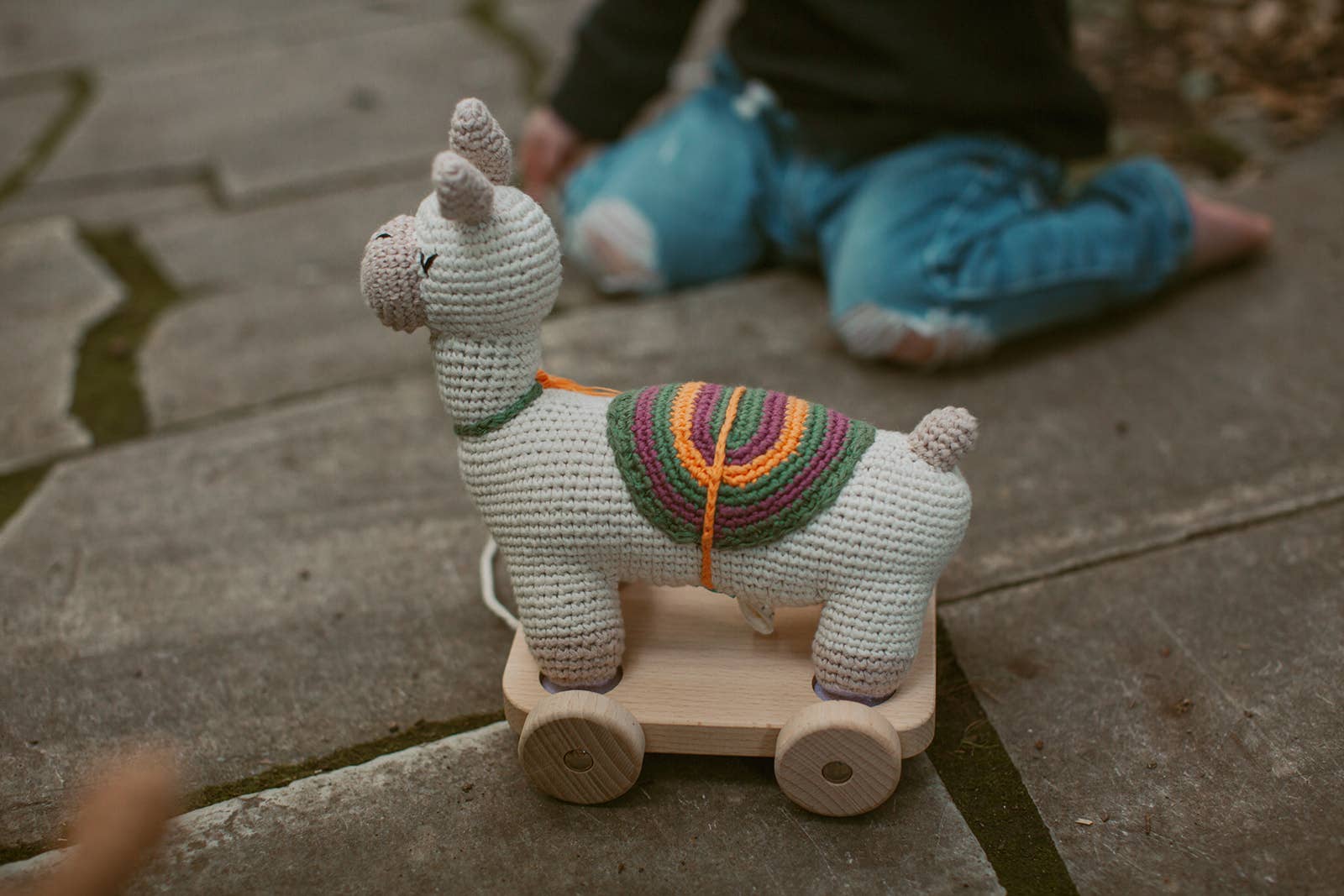 Pebblechild - Wholesale Stuffed/Plush Toy - Kids & Baby - Crochet Baby Toy pull along - llamas natural7