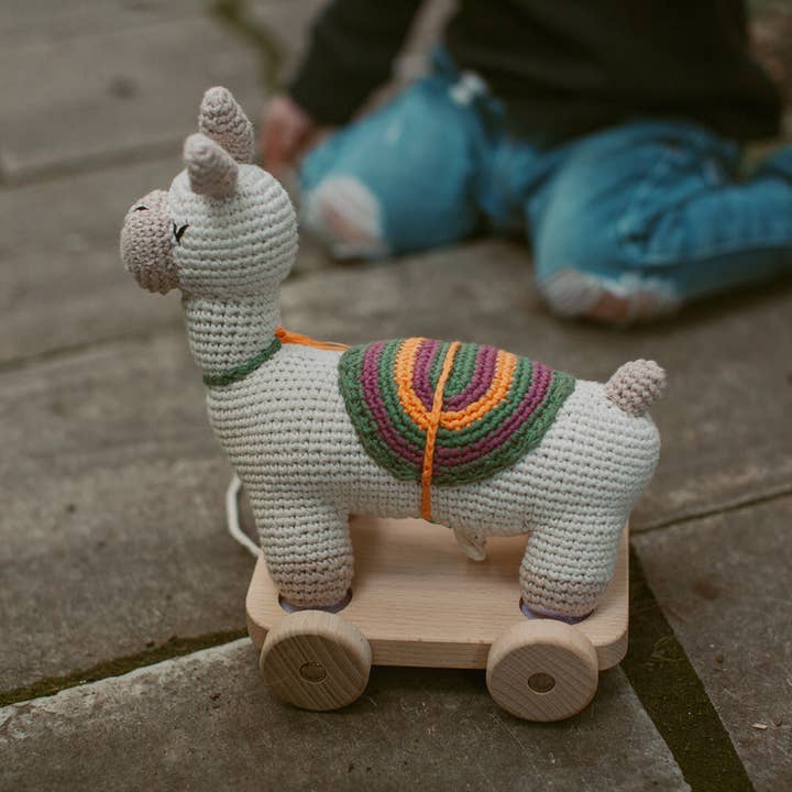 Pebblechild - Wholesale Stuffed/Plush Toy - Kids & Baby - Crochet Baby Toy pull along - llamas natural7