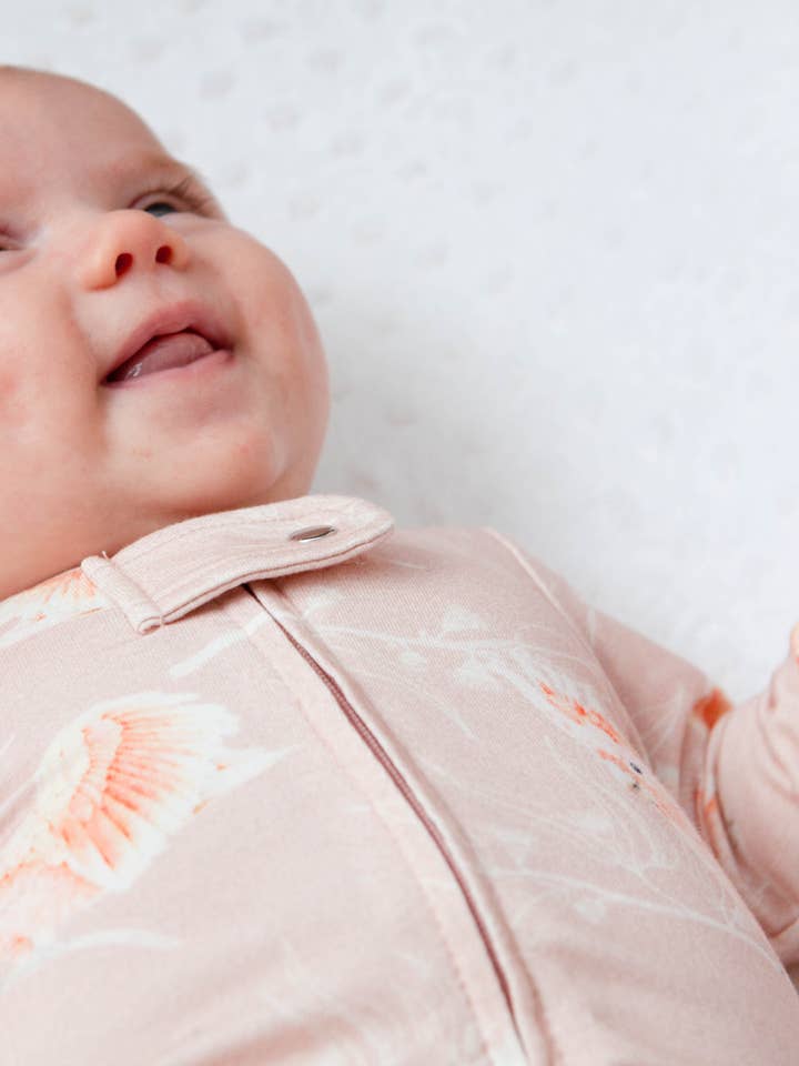 Botanical Baby - Wholesale Jumpsuit – Baby - Organic Zip Growsuit in Cockatoo2