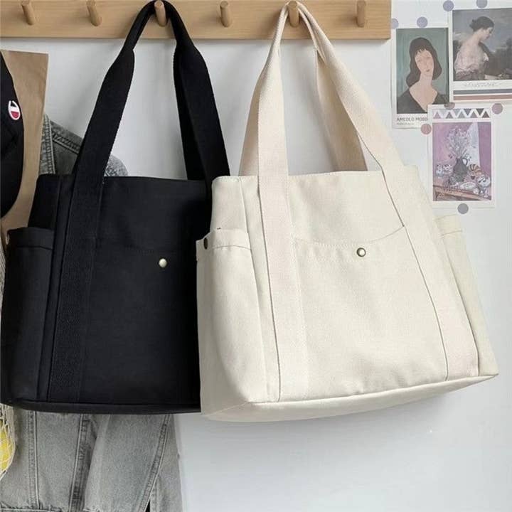 UZ Wholesale Store - Wholesale Tote Bag - Women's - Solid Color Canvas Shoulder Bag