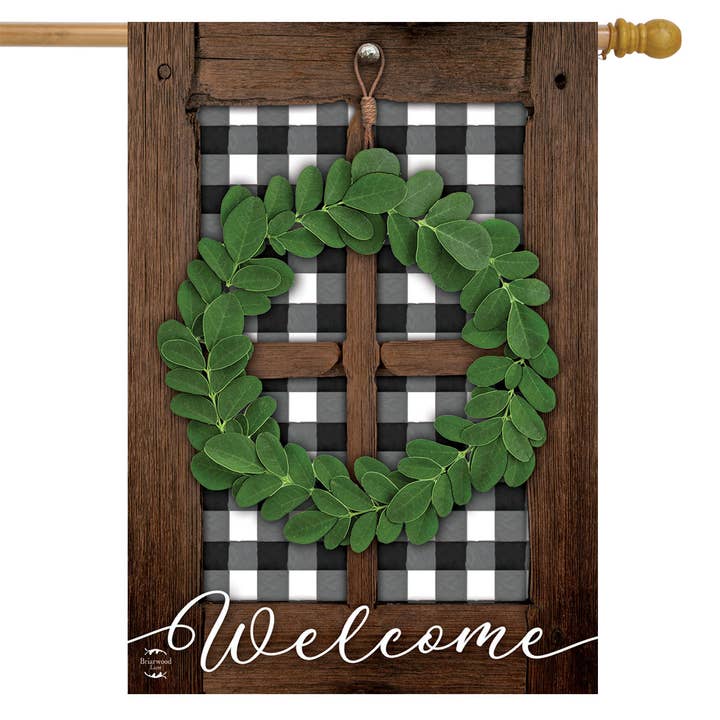Briarwood Lane - Vente Drapeaux - Drapeau Everyday House en forme de couronne de buis, 40 x 28 po | Briarwood Lane