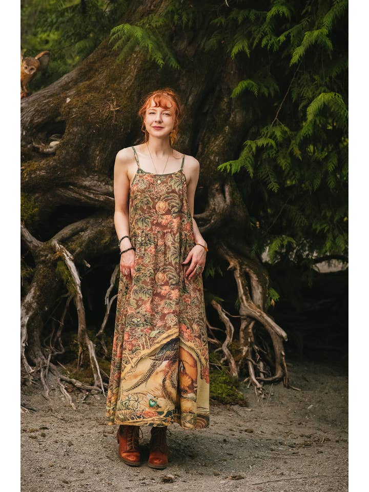 Market of Stars (Worldwide) - Wholesale Dress – Women's - Woodland Wisdom Bohéme Maxi Slip Dress w/ Florals, Fox & Owl18