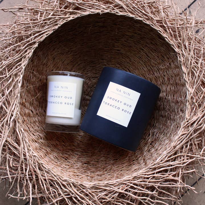 Na Nin - Wholesale Jar/Filled Candle - Smokey Oud & Tobacco Rose Candle / Available in Multiple Sizes