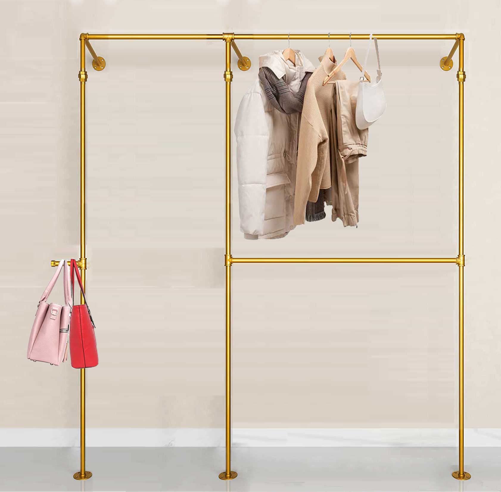 SERENITA - Vente Porte-manteaux - Étagère à vêtements pour tuyaux industriels, tringle à suspendre, montage mural, 80562