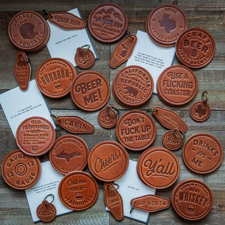 Sugarhouse Leather – wholesale Coasters – Bourbon Leather Coaster2
