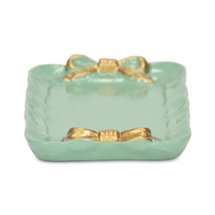 Cheungs Home Decor - Wholesale Decorative Tray - Lynza Teal & Gold Ribbon Themed Cast Iron Catchall Tray5