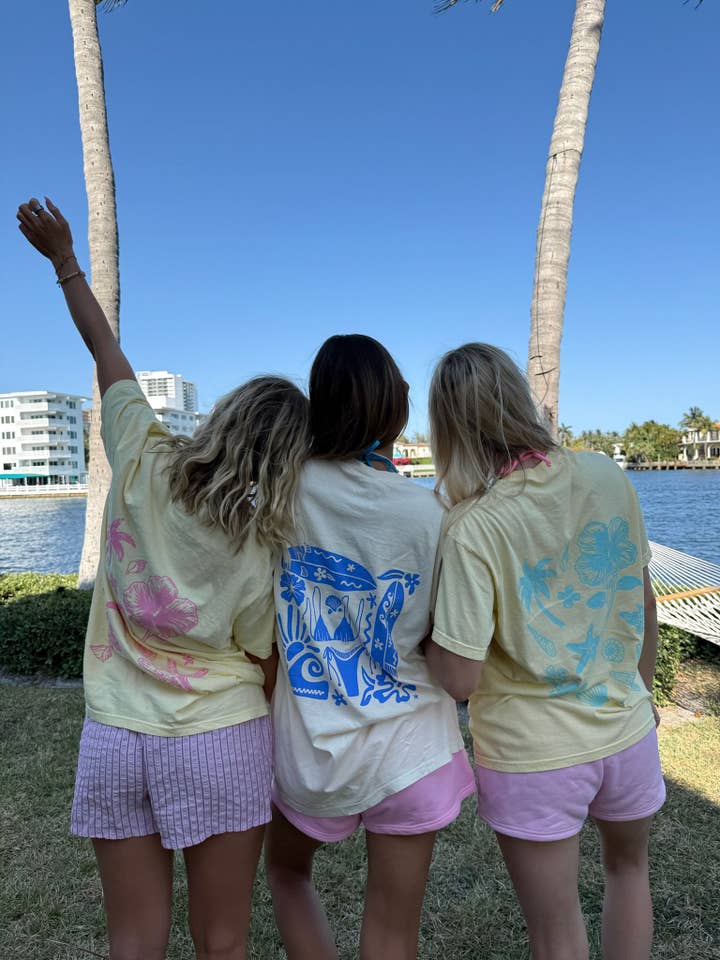 Banana Blue Tropical Comfort Colors Tee for wholesale on Faire