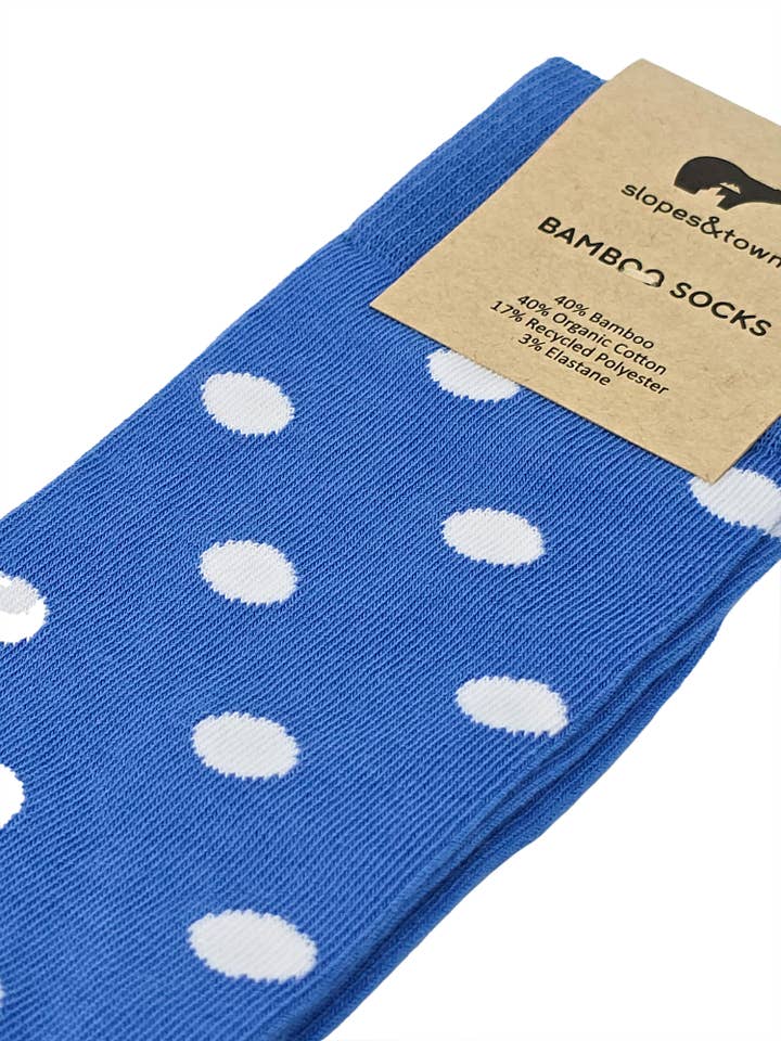 Slopes&Town - Wholesale Socks - Unisex - Blue and White Dots Bamboo Socks1