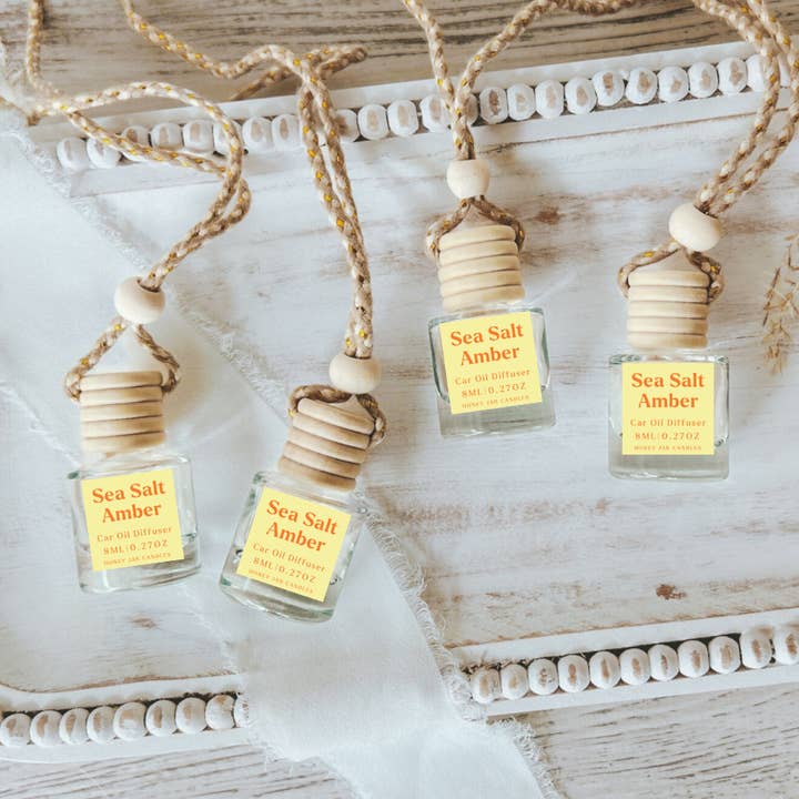 Honey Jar Creations - Vente Désodorisant pour voiture – unisexe - Diffuseurs de voiture suspendus | Sel marin + Ambre | Fabriqué aux États-Unis0