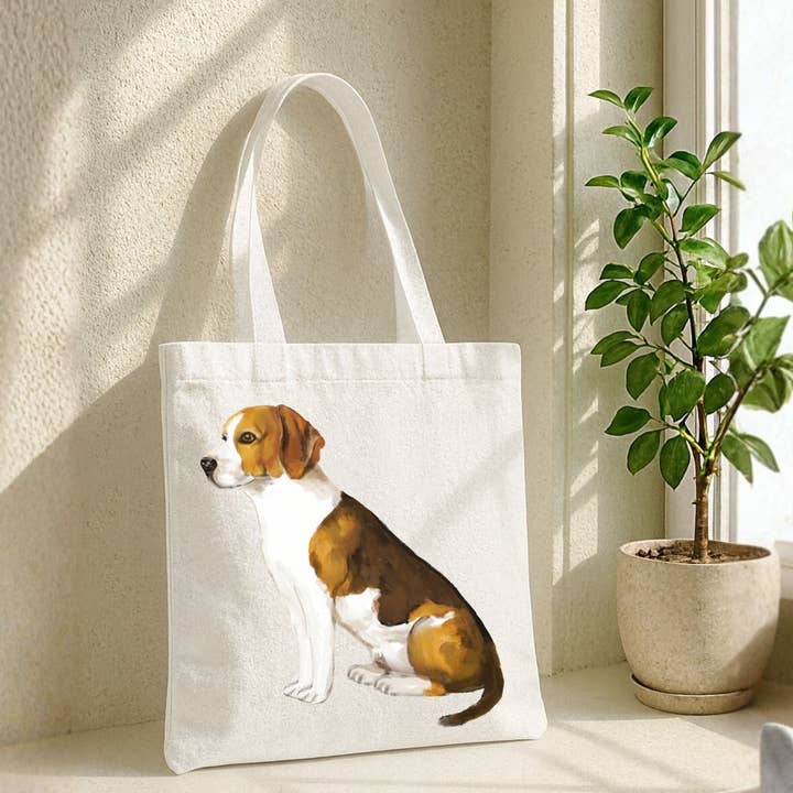 Beagle Dog Canvas Tote Bag for wholesale by MerikaArt