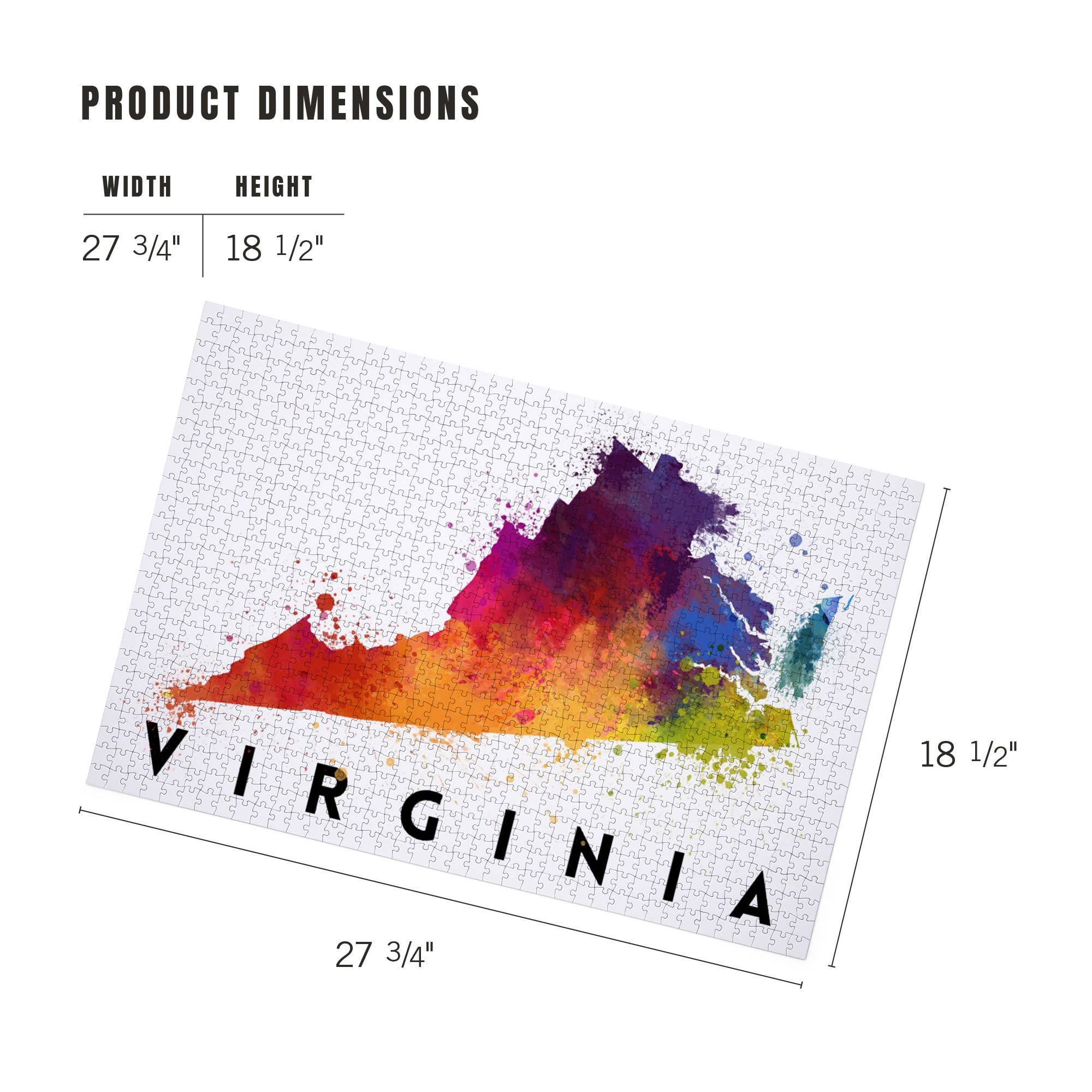 Lantern Press - Vente Puzzle – adulte - PUZZLE DE 1000 PIÈCES Virginia, State Watercolor4