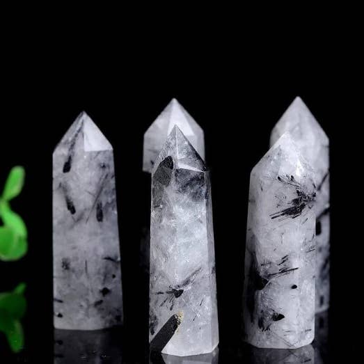 Moon Rituals - Wholesale Spiritual Stone/Crystal - Black Quartz Rutilated Crystal Obelisk Tower Point Generator