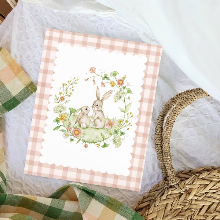 Wildflower Bunnies Print for wholesale by Poppyseed Paperie