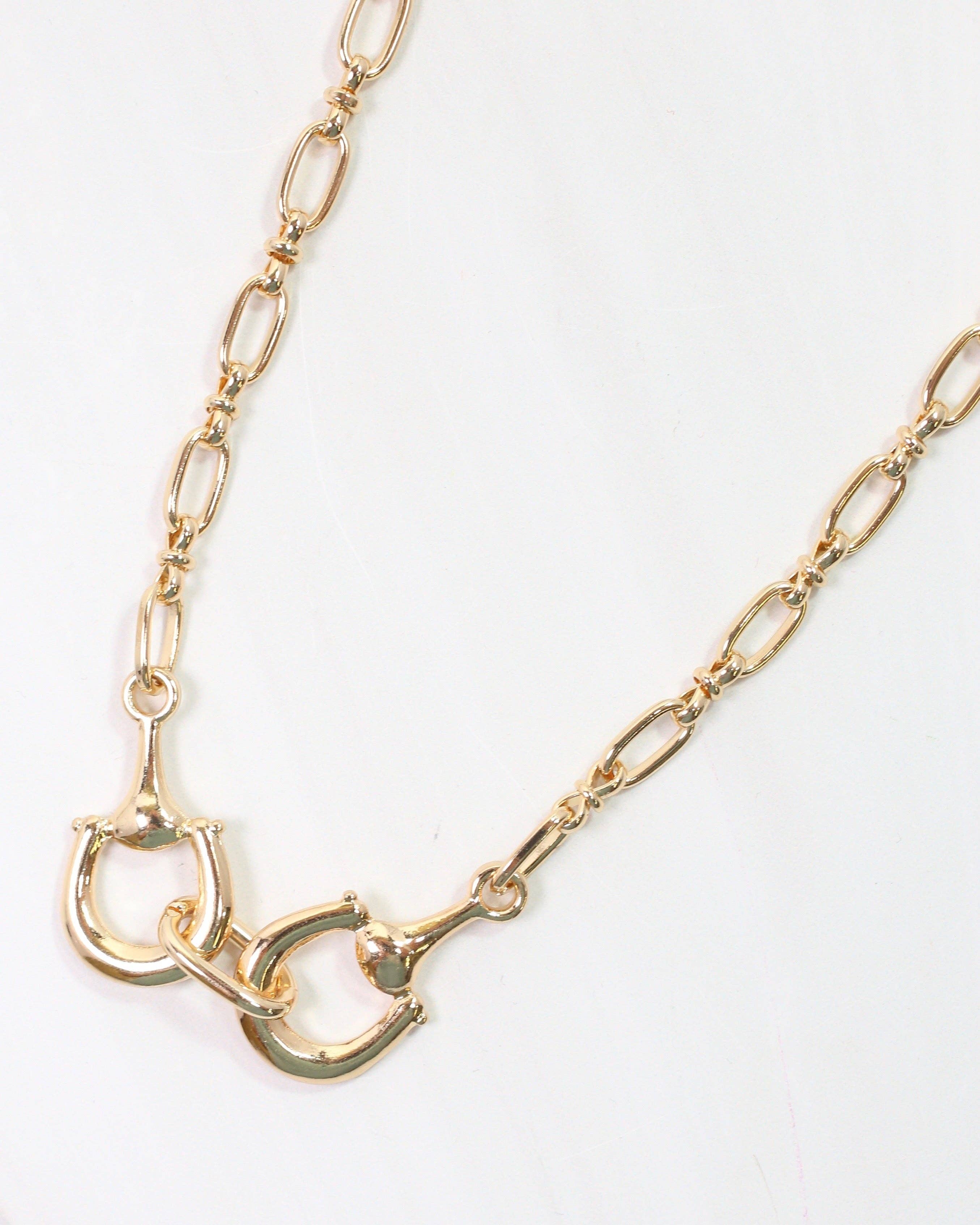 Caroline Hill - Wholesale Pendant/Charm Necklace - Declan Double Horsebit Necklace Gold0