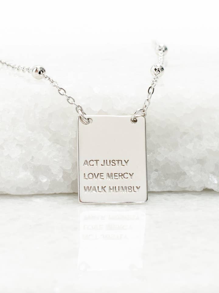Act Justly Necklace in Sterling Silver for wholesale by Starfish Project UK