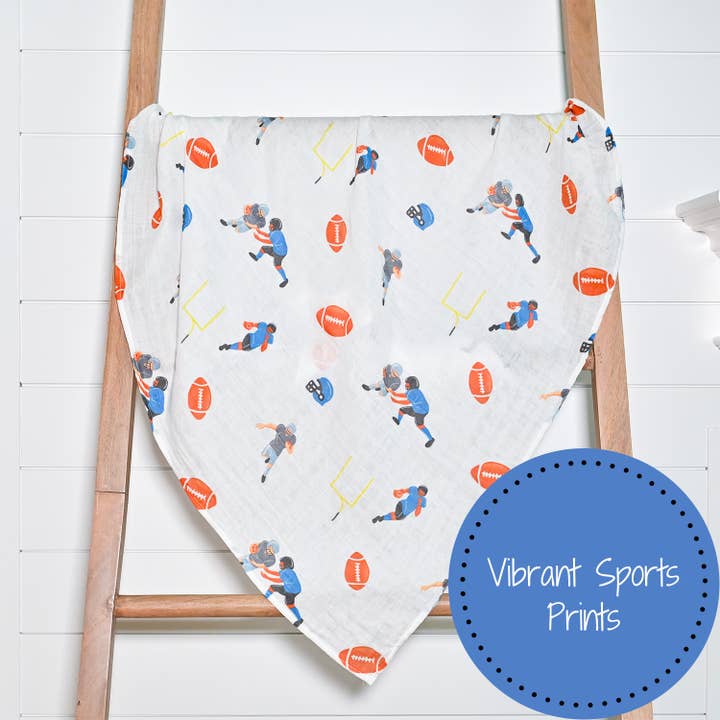 LollyBanks - Wholesale Swaddle - Baby - Touchdown Football Baby Swaddle Blanket