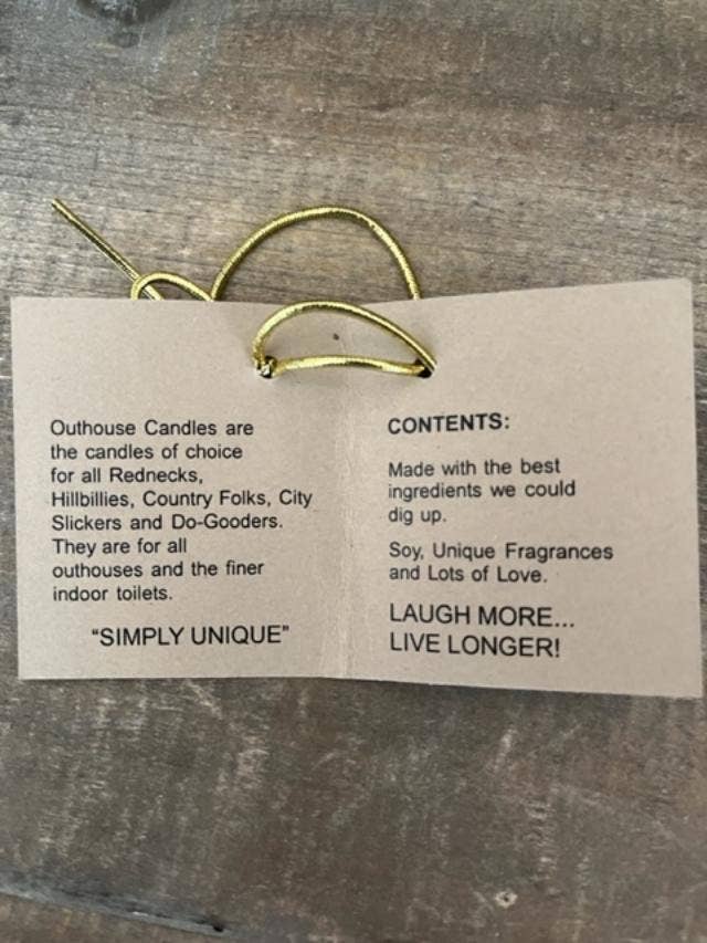 Fairhope Favorites, Inc. - Wholesale Jar/Filled Candle - Outhouse Candle Large - Sangria Moonshine Car Label1