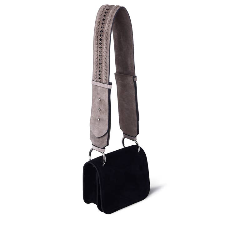 Borsa a tracolla Brandy - Pelle scamosciata nera per la vendita all'ingrosso da parte di Rossea