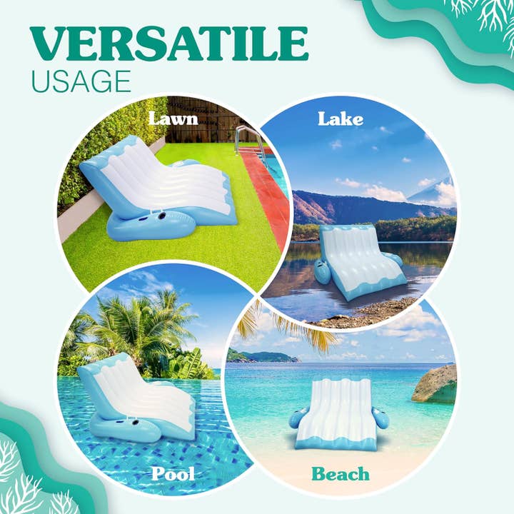 4E's Novelty - Wholesale Inflatables - Two-Person Inflatable Pool Recliner, Great Lounge Floats for Adults and Kids