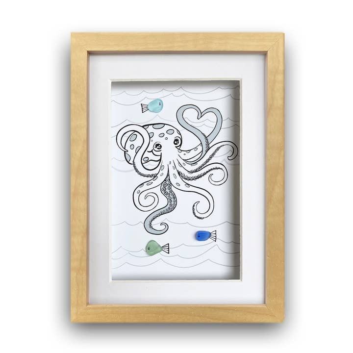 Œuvre d'art en verre de mer, poulpe pour la vente par LISART LLC