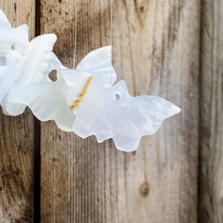 Natures Artifacts Inc - Wholesale Wind Chime - White Onyx Butterflies Wind Chime - Gemstone Decor