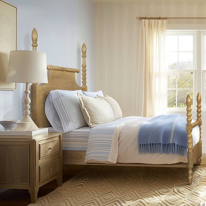 Olliix - Wholesale Bed - Rolling Pin Style Turned Post Bed Bedframe, Natural *