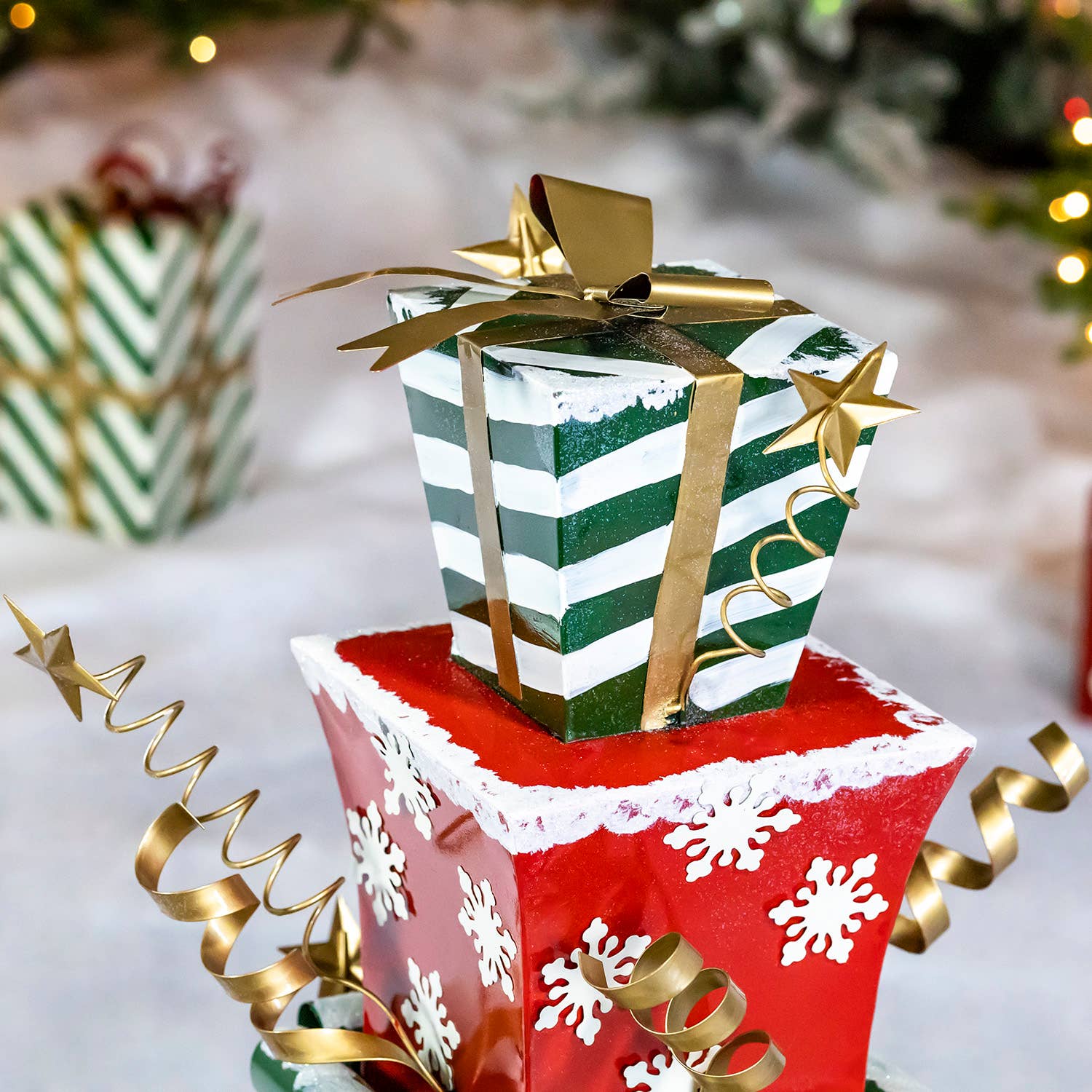 Zaer Ltd. International - Wholesale Decorative Figurine - 4 Ft.Tall Large Iron Christmas Sleigh w/ Presents3