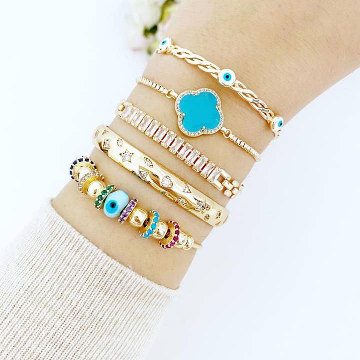 Evileyefavor - Wholesale Charm/Dangle Bracelet - Evil Eye Bracelet, Blue Glass Pandora Charm, Evil Eye Cuff Bracelet, Cz Bracelet3