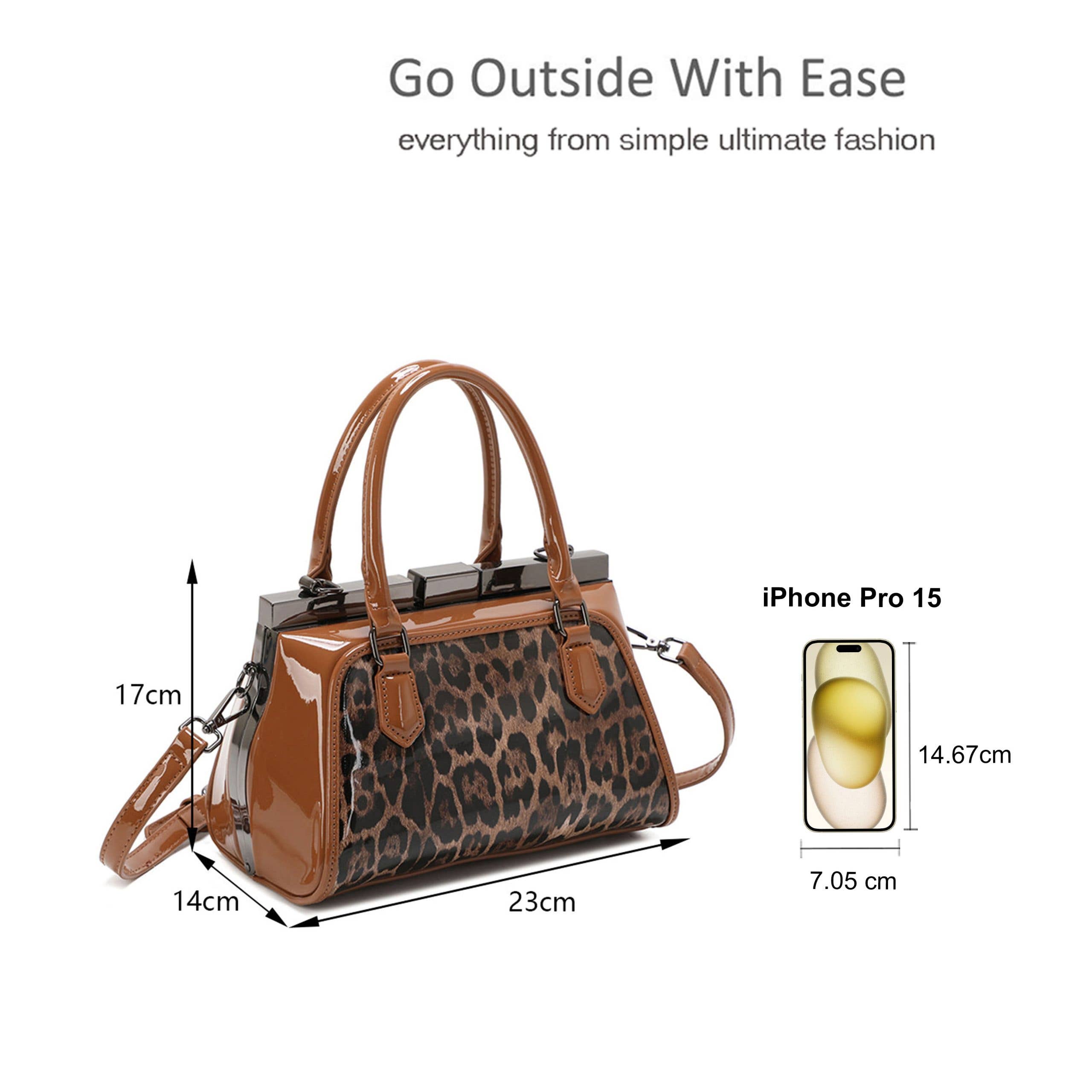 Ellas Trading - Vente Sacoche – femme - Sac à main structuré imprimé léopard bandoulière4