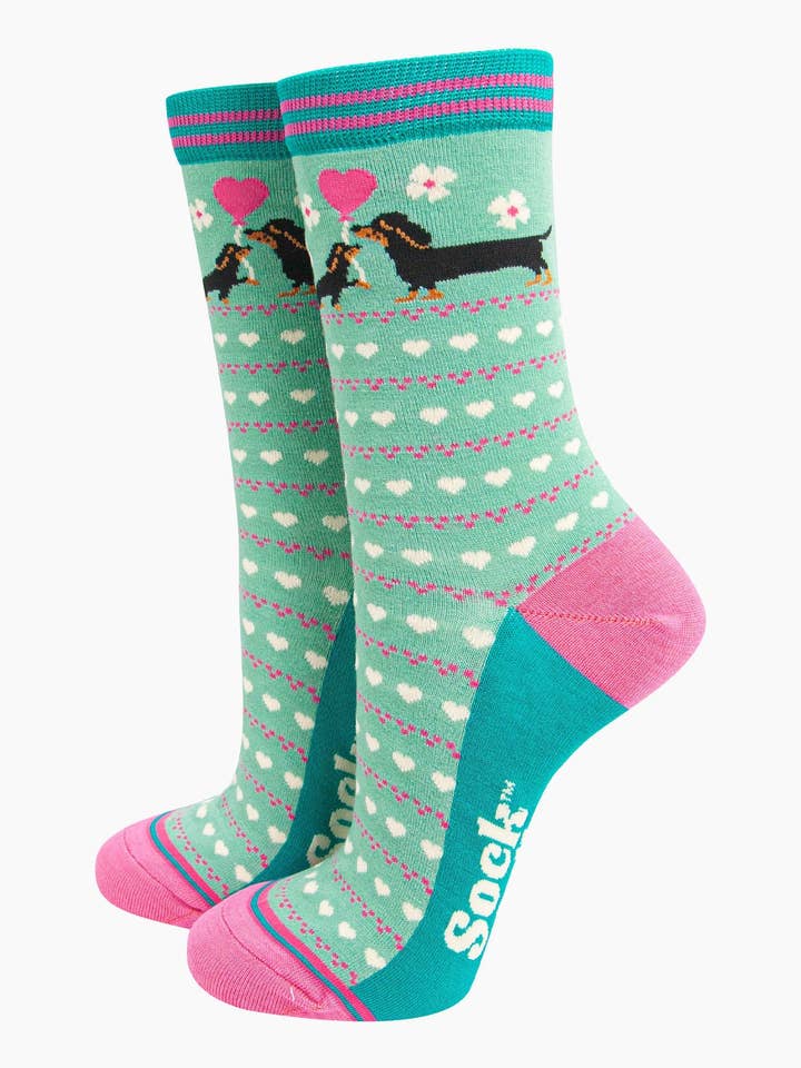 Damen-Bambussocken - Minze, Dackel & Welpe für den Großhandel von Sock Talk