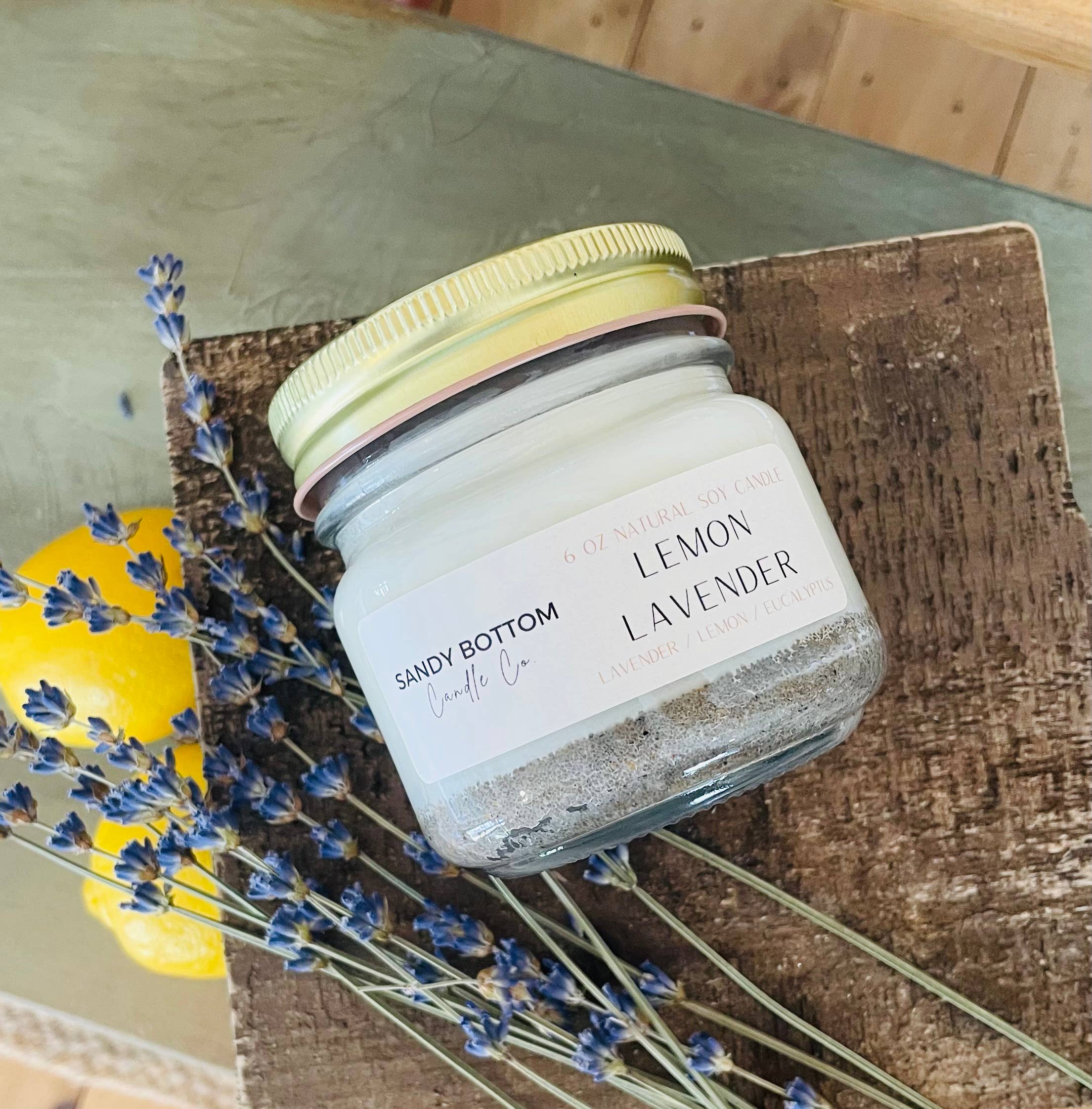 Sandy Bottom Candle Co. - Wholesale Jar/Filled Candle - Lavender Lemon 6 oz Soy Candle1