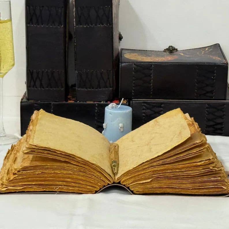 MNM HANDICRAFTS - Wholesale Journal/Diary - Racoon Moon Phase Leather Journal Gothic Book of Spells2