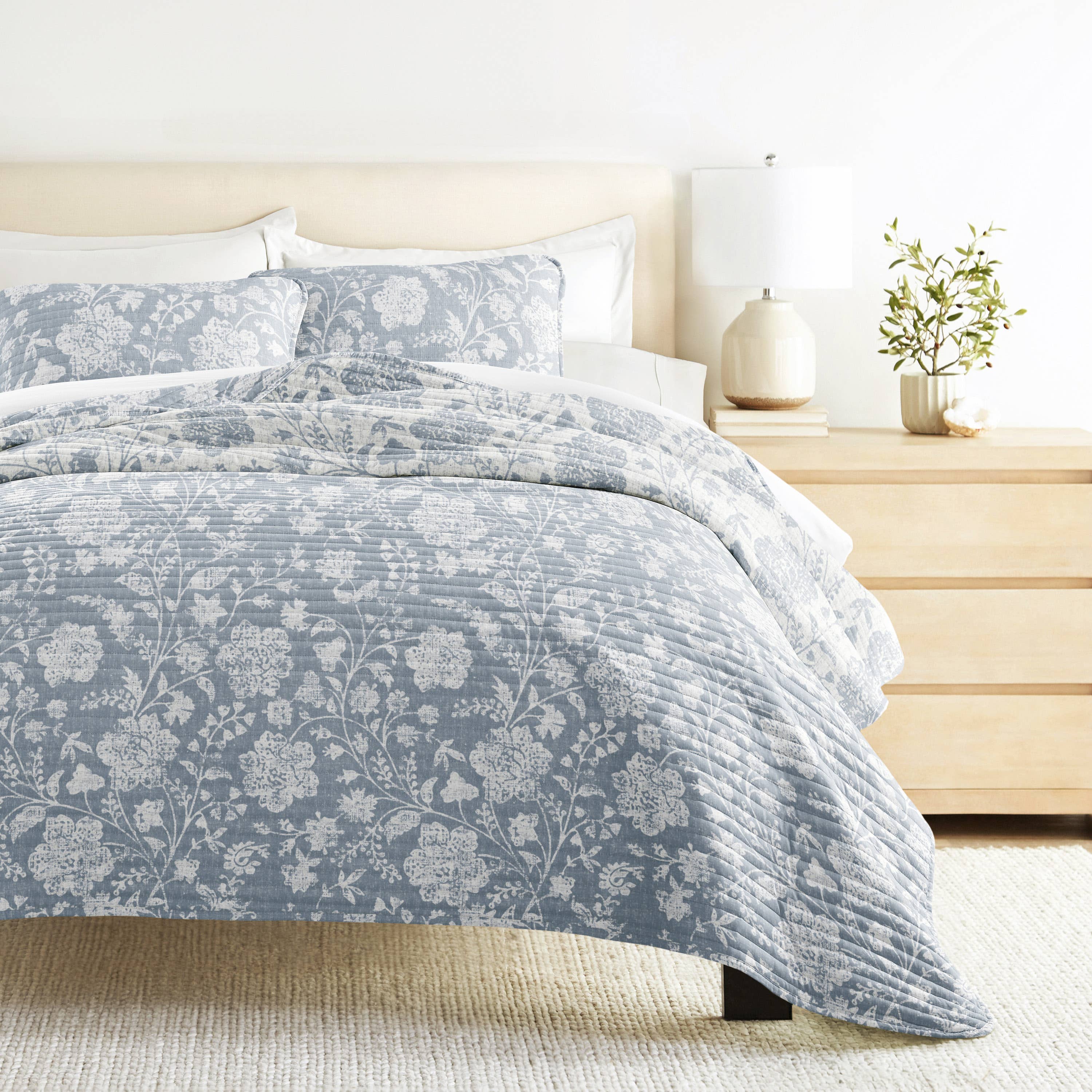 ienjoy Home - Vente Courtepointe - Ensemble de couette réversible à motifs floraux texturés toutes saisons27