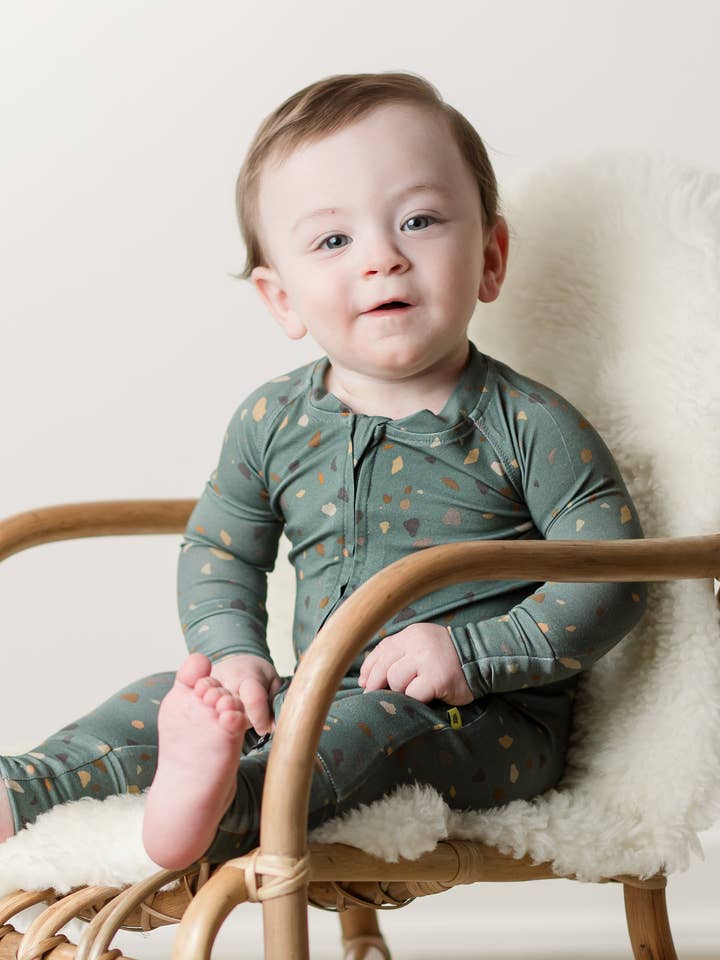 Moon Fruit Jammies – wholesale Sleepsuit – Baby – Bamboo Baby Pajamas Zip Up Sleeper - Space Junk Juniper