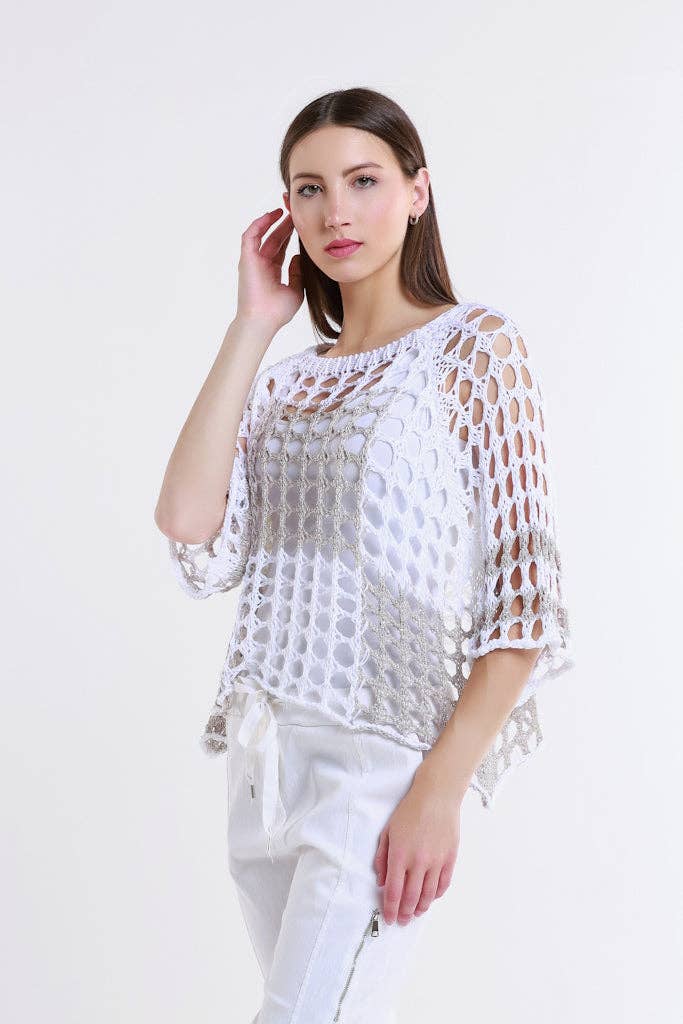 TINA Stephens Italy/Tees By Tina - Wholesale Knit Sweater - Women's - Sparkle Doris Ballet Slv 2 Tone Square Knit (BQ906P)15