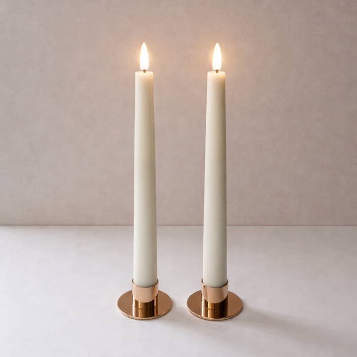 GLO & NEST - Wholesale Flameless Candle - Set of 2 LED Taper Candles 21.5cm - Soft Ivory1